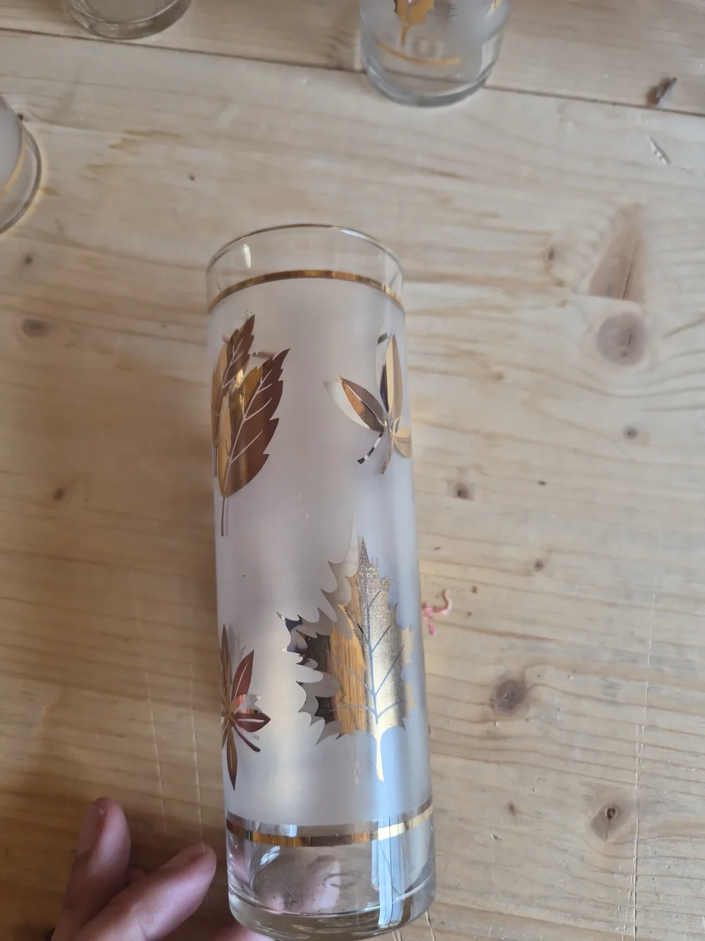 8 Libbey  Glass Company Golden Foliage 12 Oz Tumbler